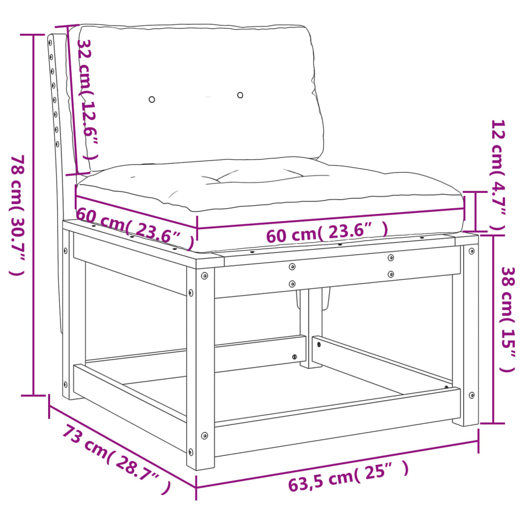 Hagesofaer med puter 2 stk heltre furu