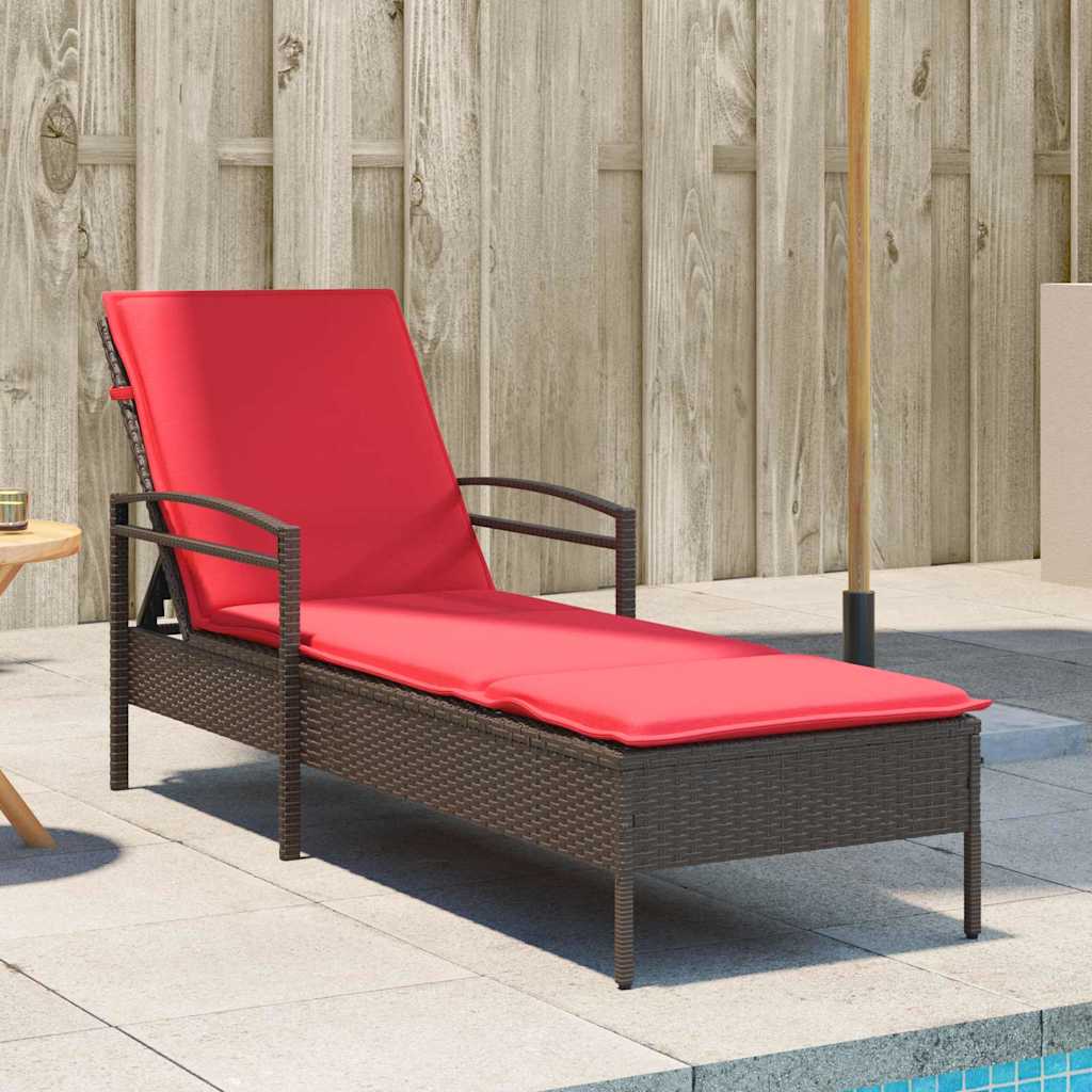 Solseng med pute brun 63x200x81 cm polyrotting (kun USA)