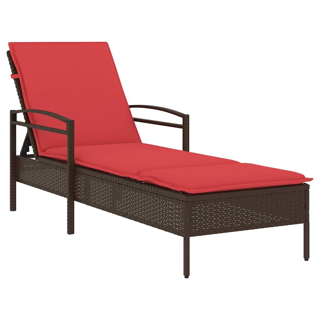 Solseng med pute brun 63x200x81 cm polyrotting (kun USA)