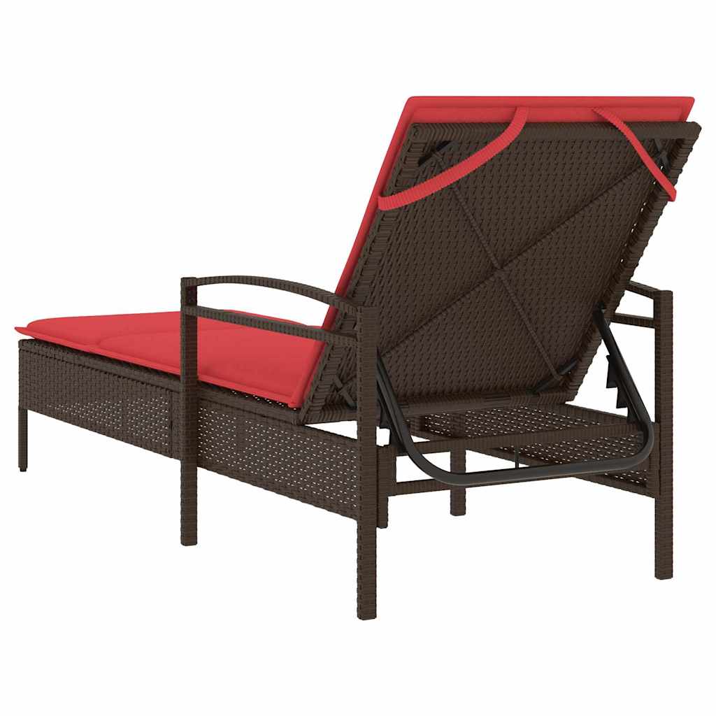 Solseng med pute brun 63x200x81 cm polyrotting (kun USA)