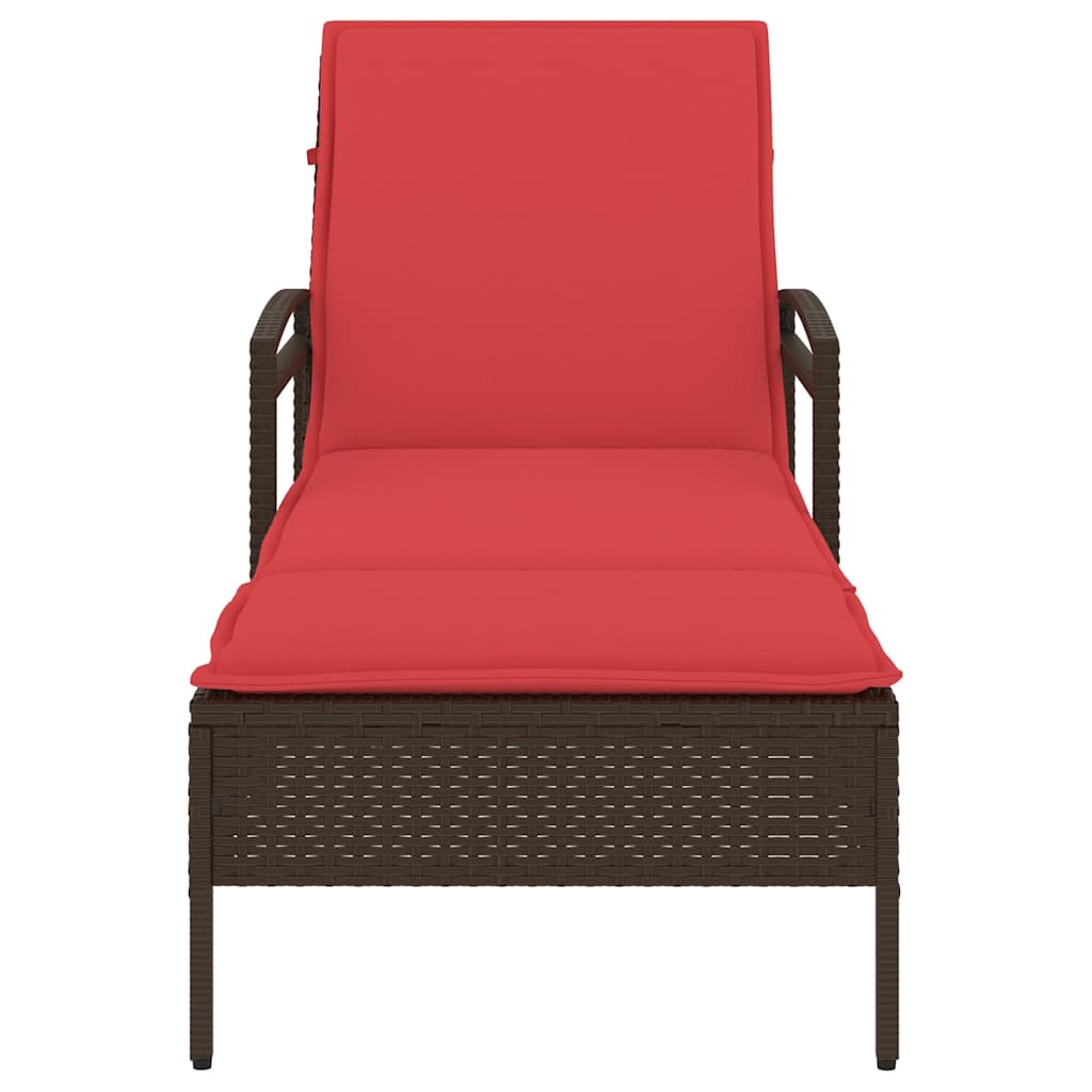Solseng med pute brun 63x200x81 cm polyrotting (kun USA)