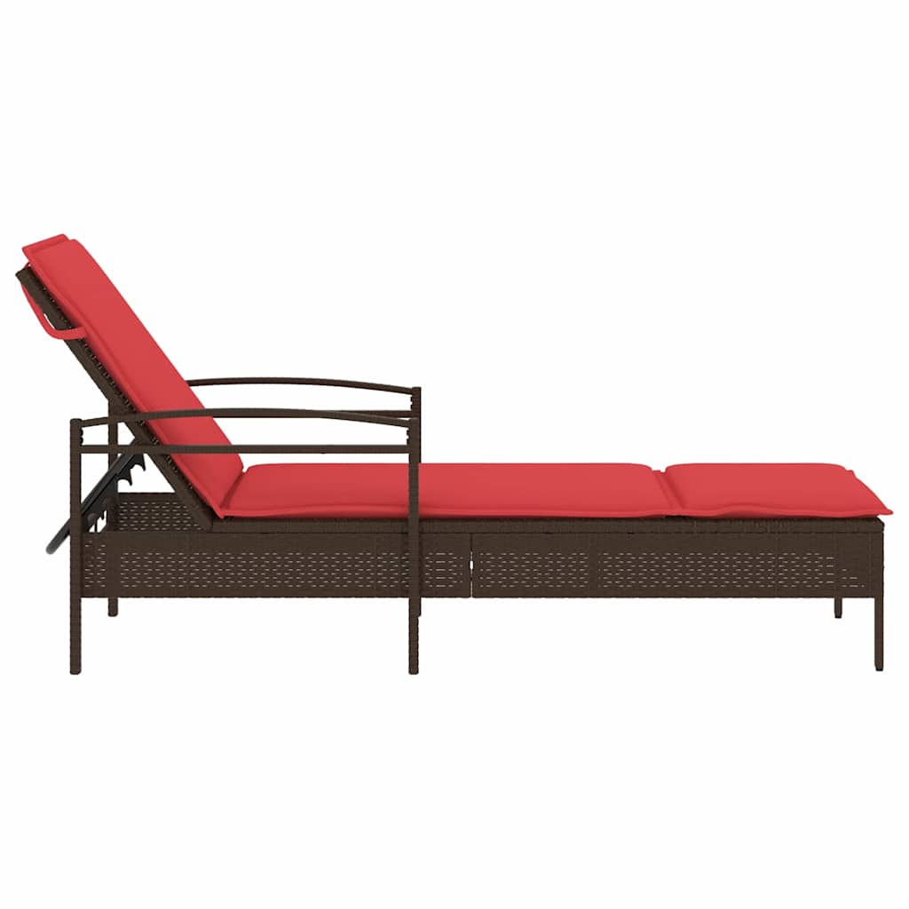 Solseng med pute brun 63x200x81 cm polyrotting (kun USA)