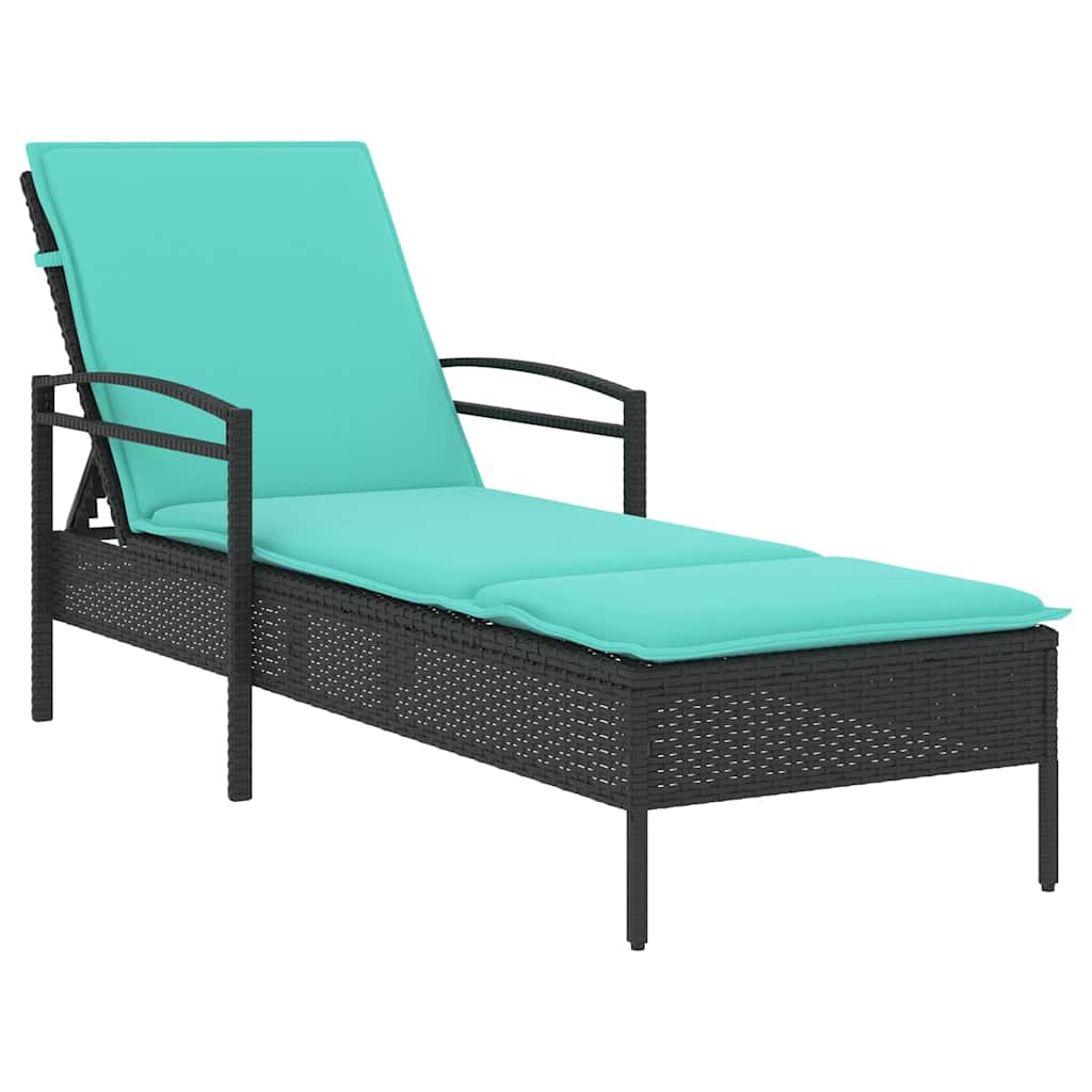Solseng med pute svart 63x200x81 cm polyrotting (kun USA)