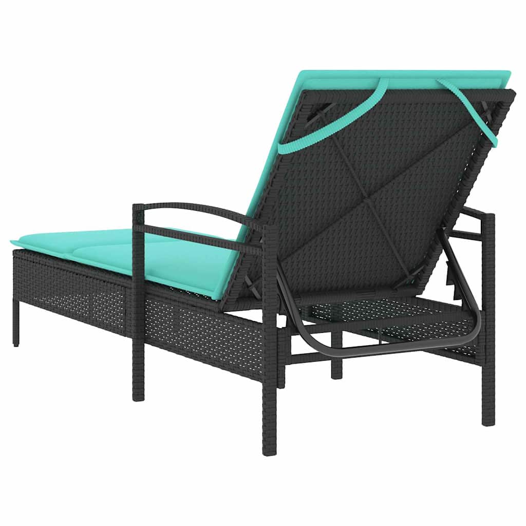 Solseng med pute svart 63x200x81 cm polyrotting (kun USA)