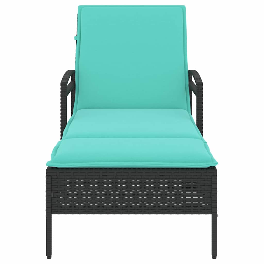 Solseng med pute svart 63x200x81 cm polyrotting (kun USA)