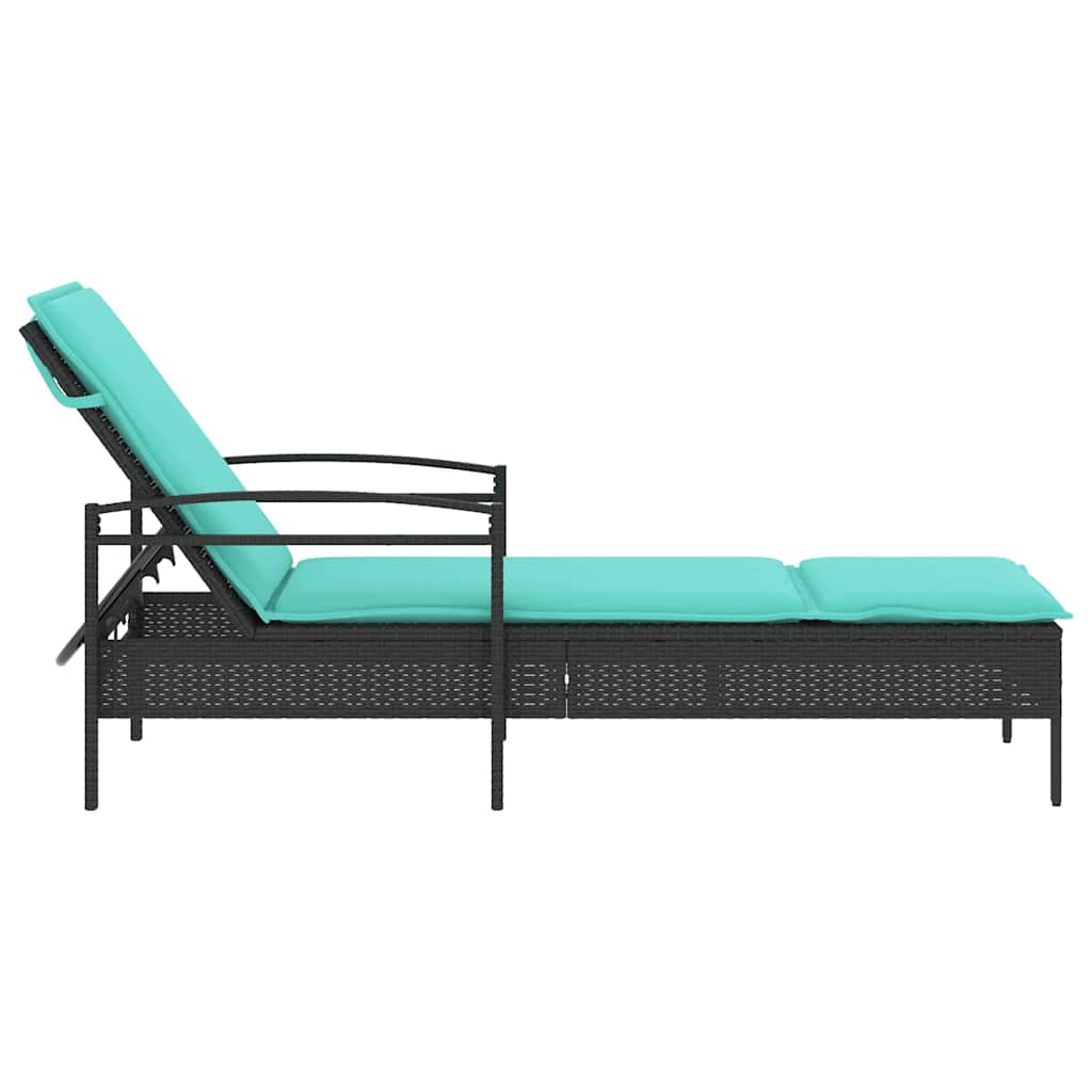 Solseng med pute svart 63x200x81 cm polyrotting (kun USA)