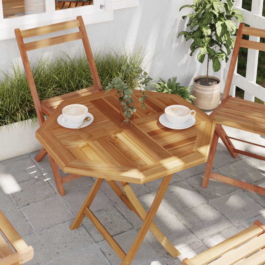 Bordplate 70x70x2,5 cm åttekantet heltre teak
