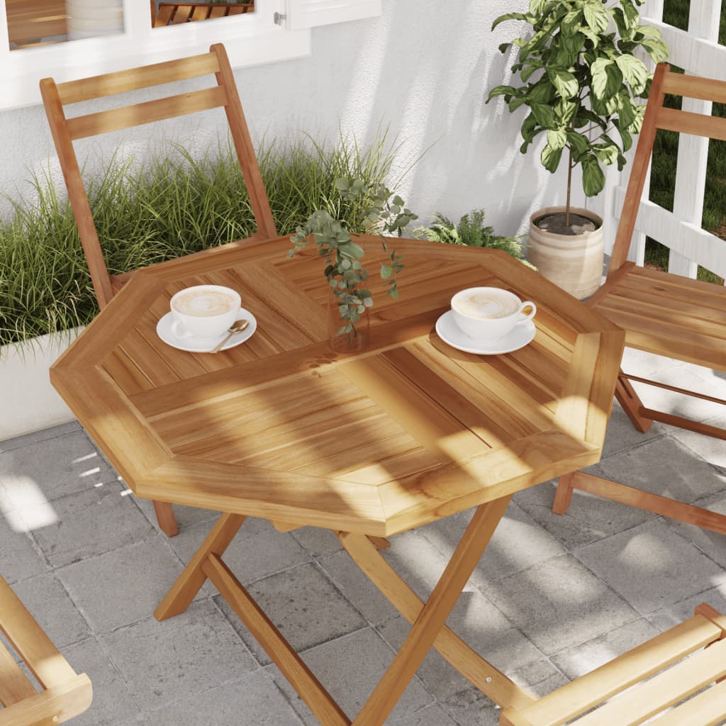 Bordplate 80x80x2,5 cm åttekantet heltre teak