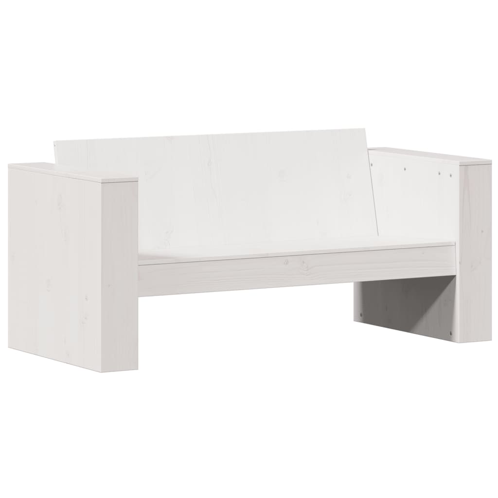 Hagesofa 2-seters hvit 134x60x62 cm heltre furu