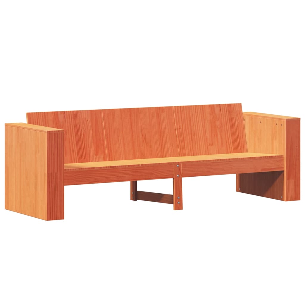 Hagesofa 3-seters voksbrun 189x60x62 cm heltre furu