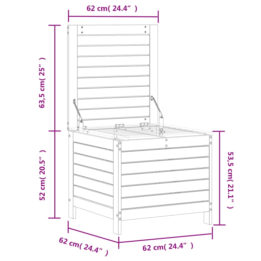 Hagefotskammel 62x63,5x53,5 cm heltre furu