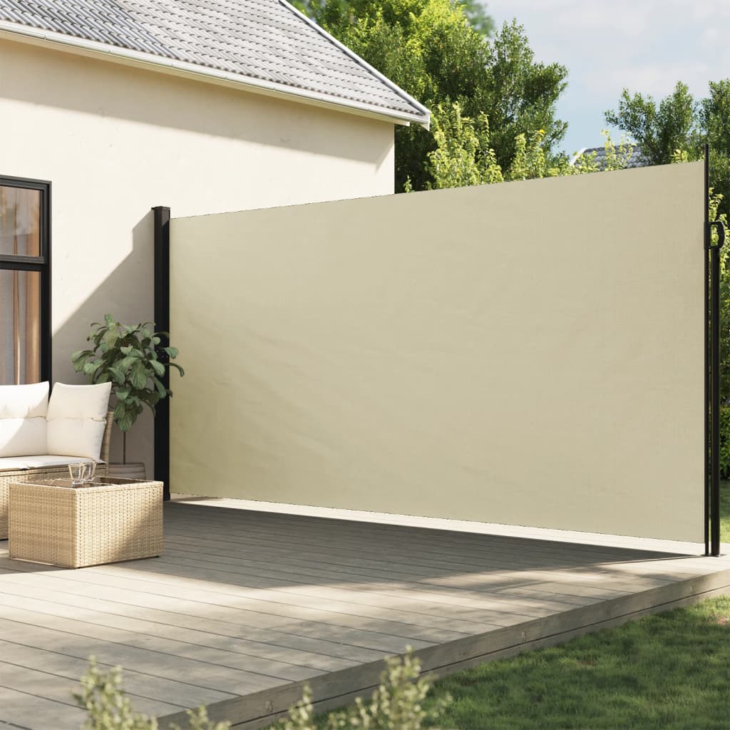 Uttrekkbar sidemarkise kremhvit 200x500 cm