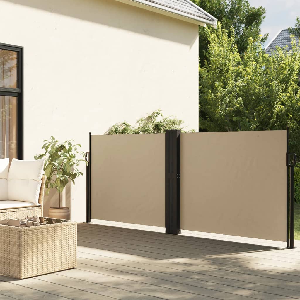 Uttrekkbar sidemarkise beige 120x600 cm