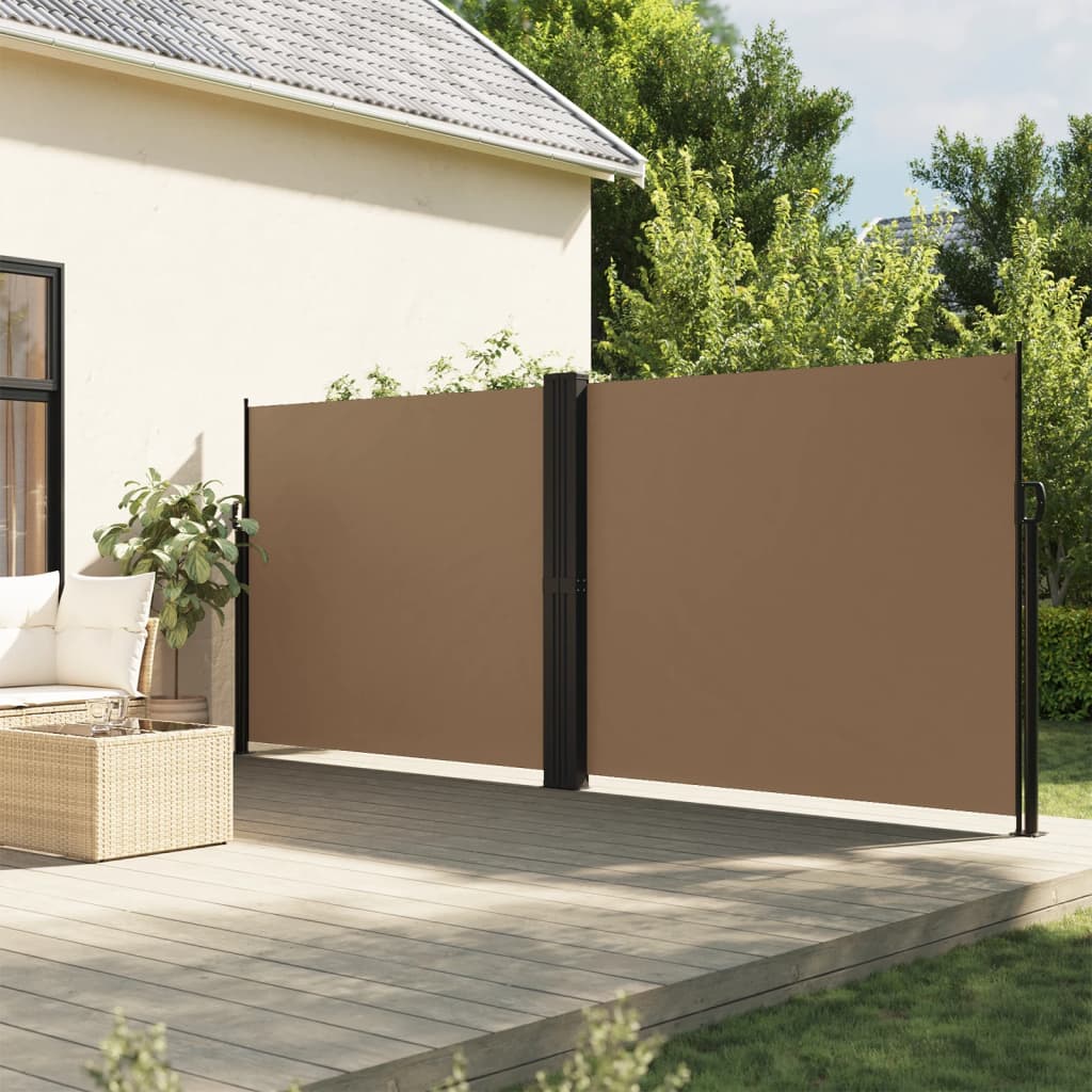 Uttrekkbar sidemarkise gråbrun 160x600 cm
