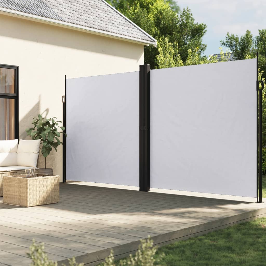 Uttrekkbar sidemarkise hvit 220x600 cm