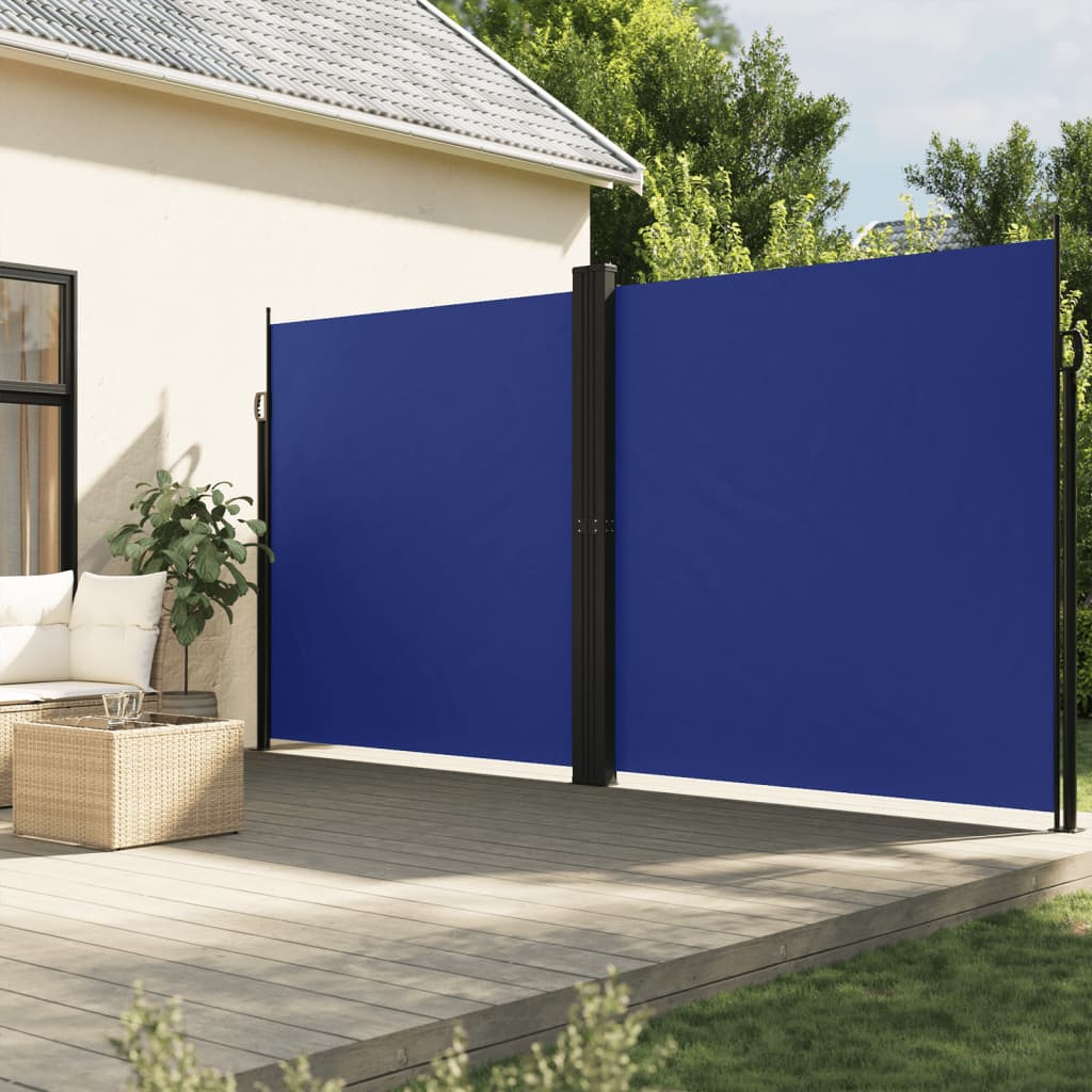Uttrekkbar sidemarkise blå 220x1000 cm