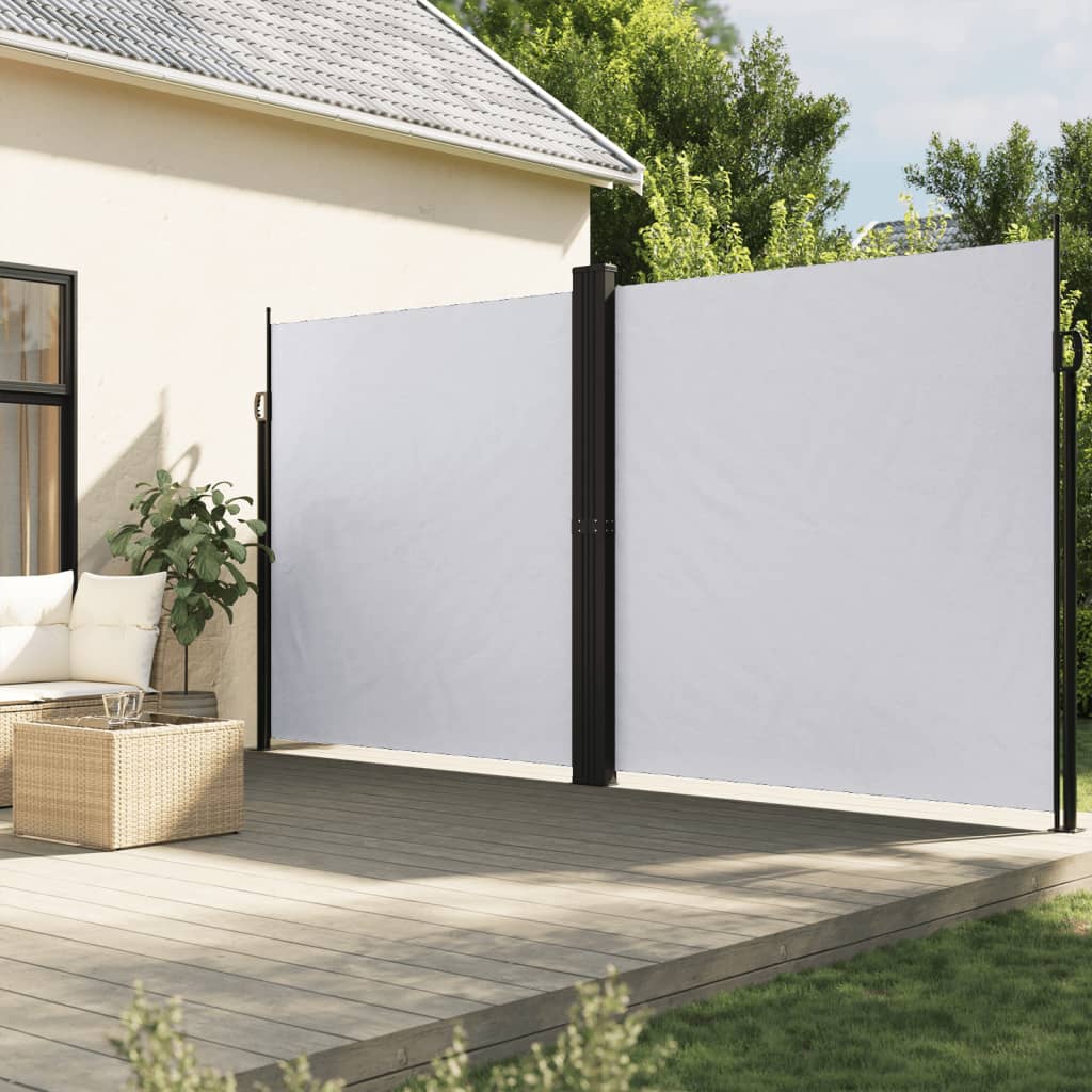 Uttrekkbar sidemarkise hvit 220x1000 cm