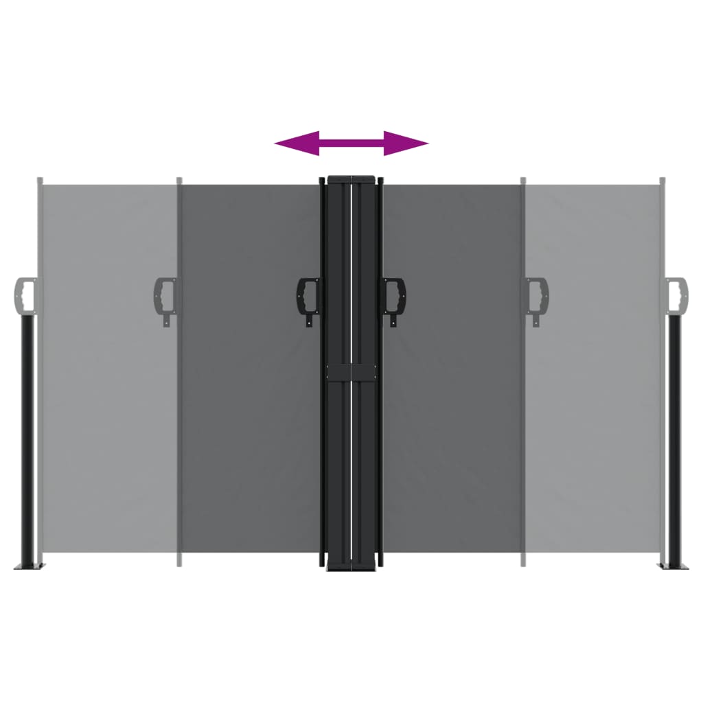 Uttrekkbar sidemarkise svart 140x1200 cm