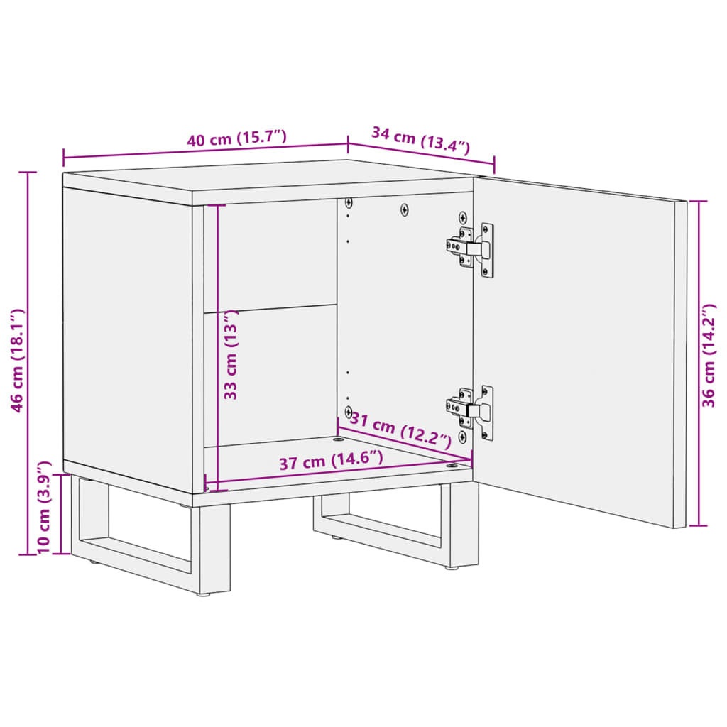 Nattbord 40x34x46 cm heltre akasie