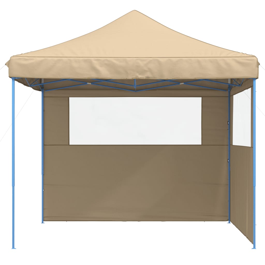 Sammenleggbart partytelt pop-up med 2 sidevegger beige