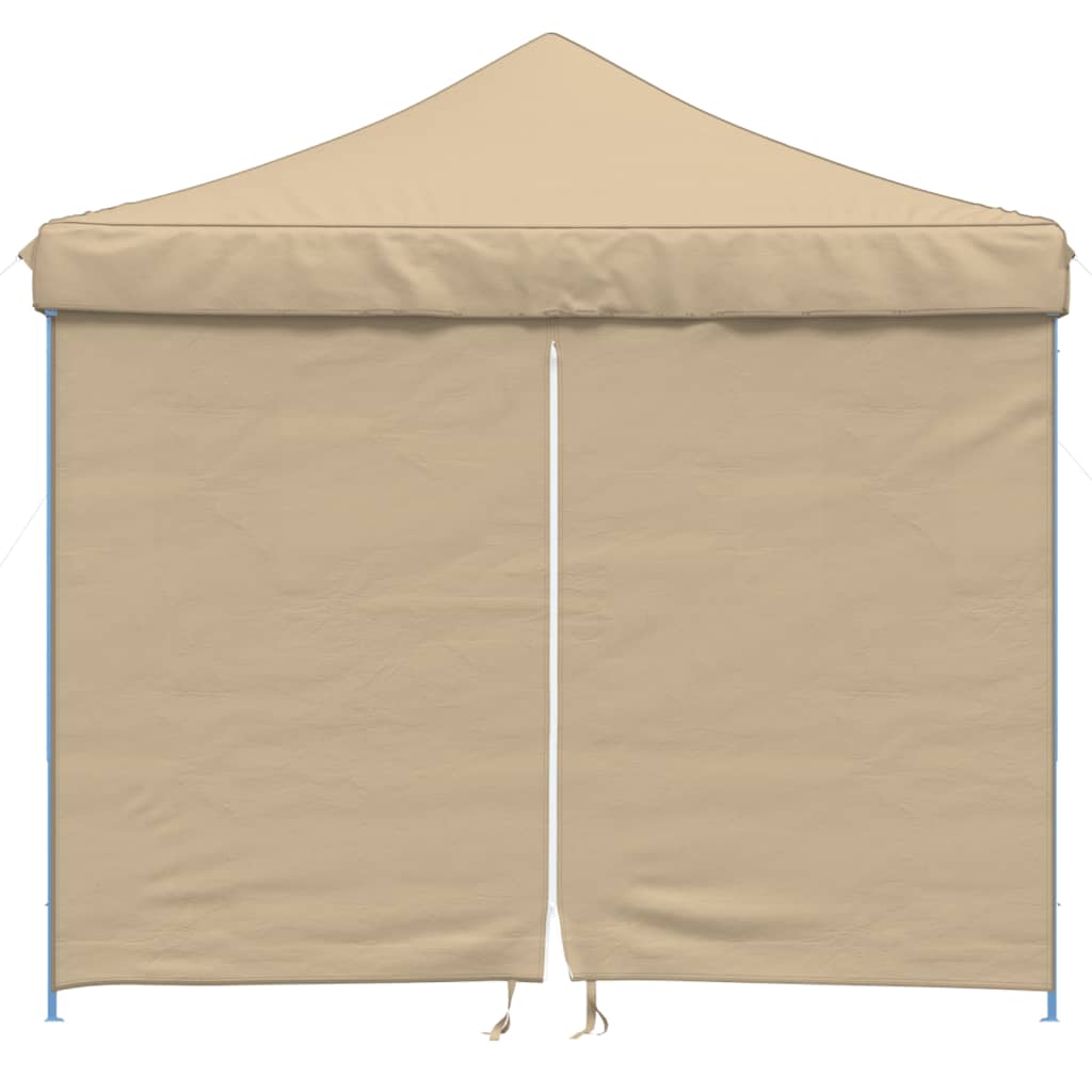 Sammenleggbart partytelt pop-up med 4 sidevegger beige