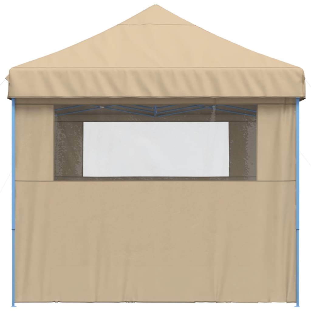 Sammenleggbart partytelt pop-up med 3 sidevegger beige