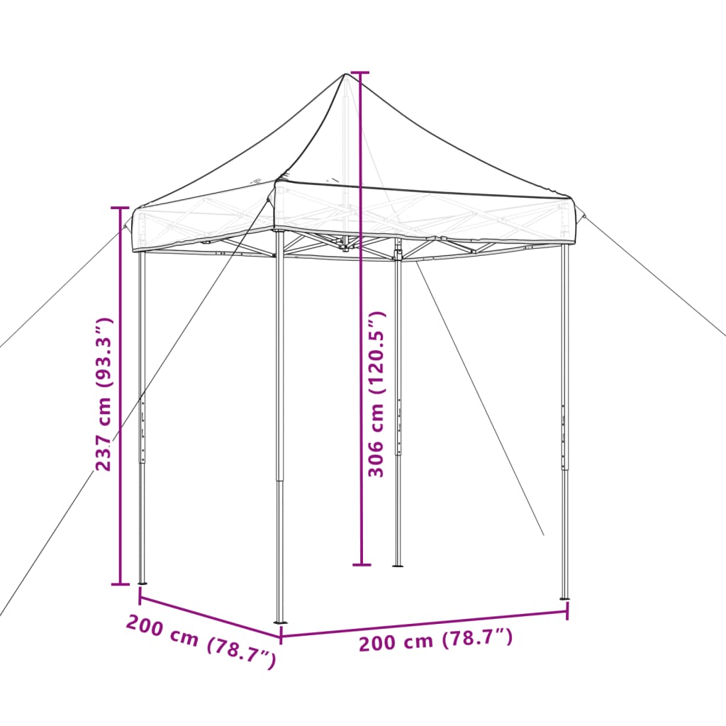 Sammenleggbart partytelt pop-up terrakotta 200x200x306 cm
