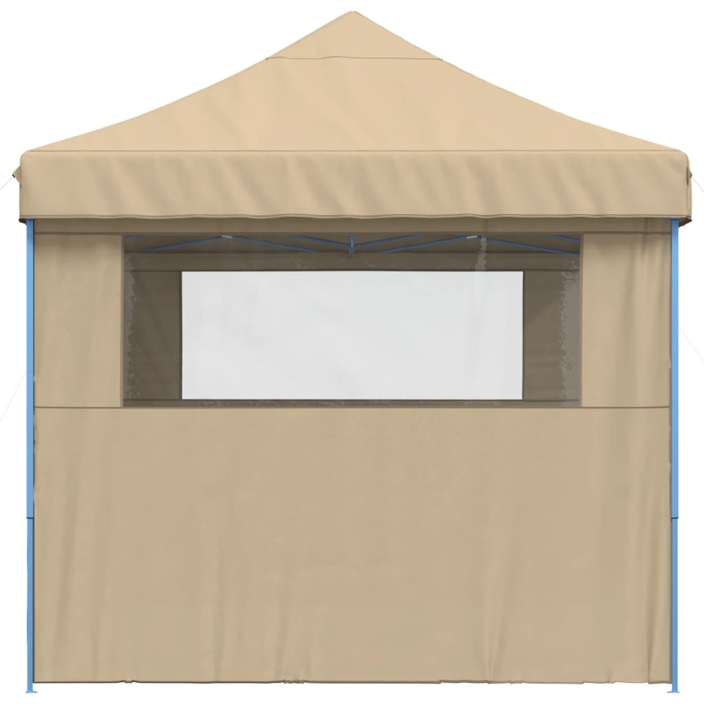Sammenleggbart partytelt pop-up med 3 sidevegger beige