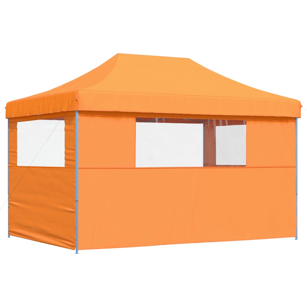 Sammenleggbart partytelt pop-up med 3 sidevegger oransje