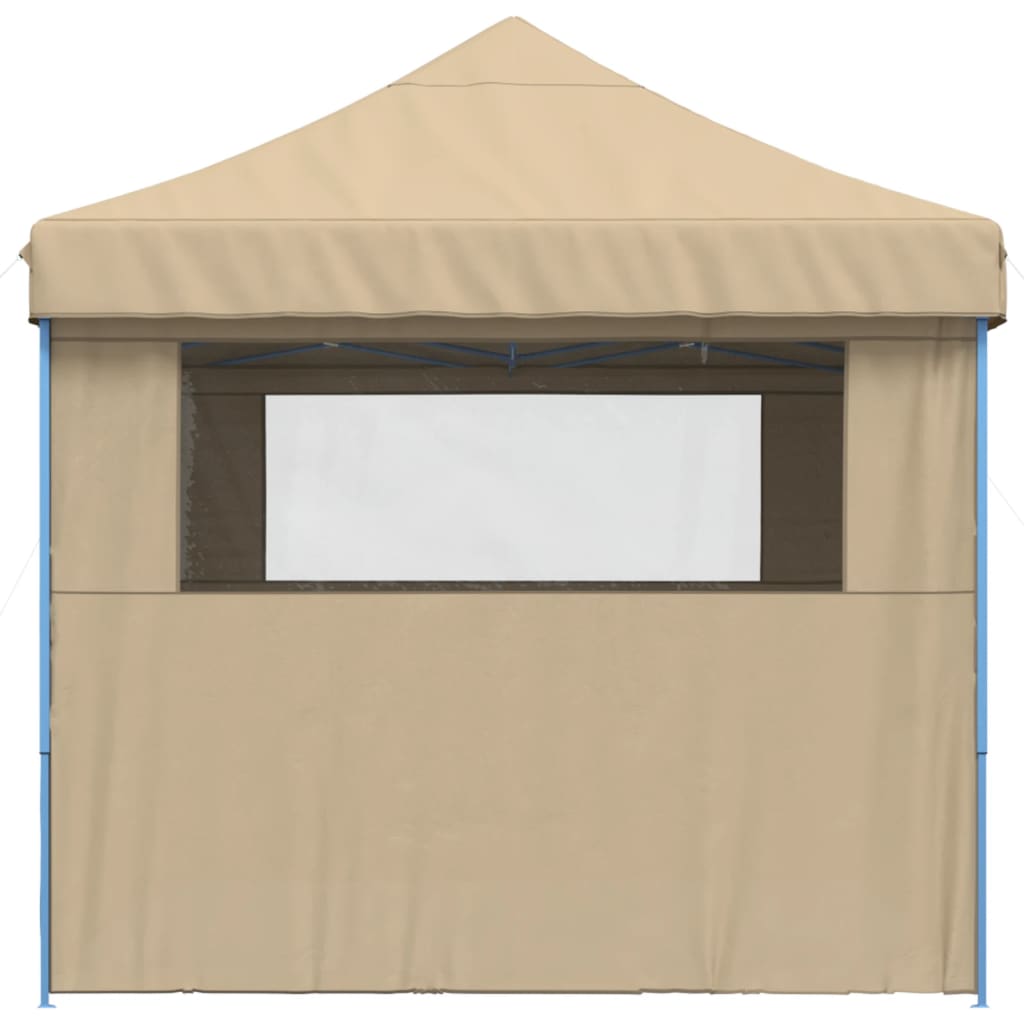 Sammenleggbart partytelt pop-up med 4 sidevegger beige