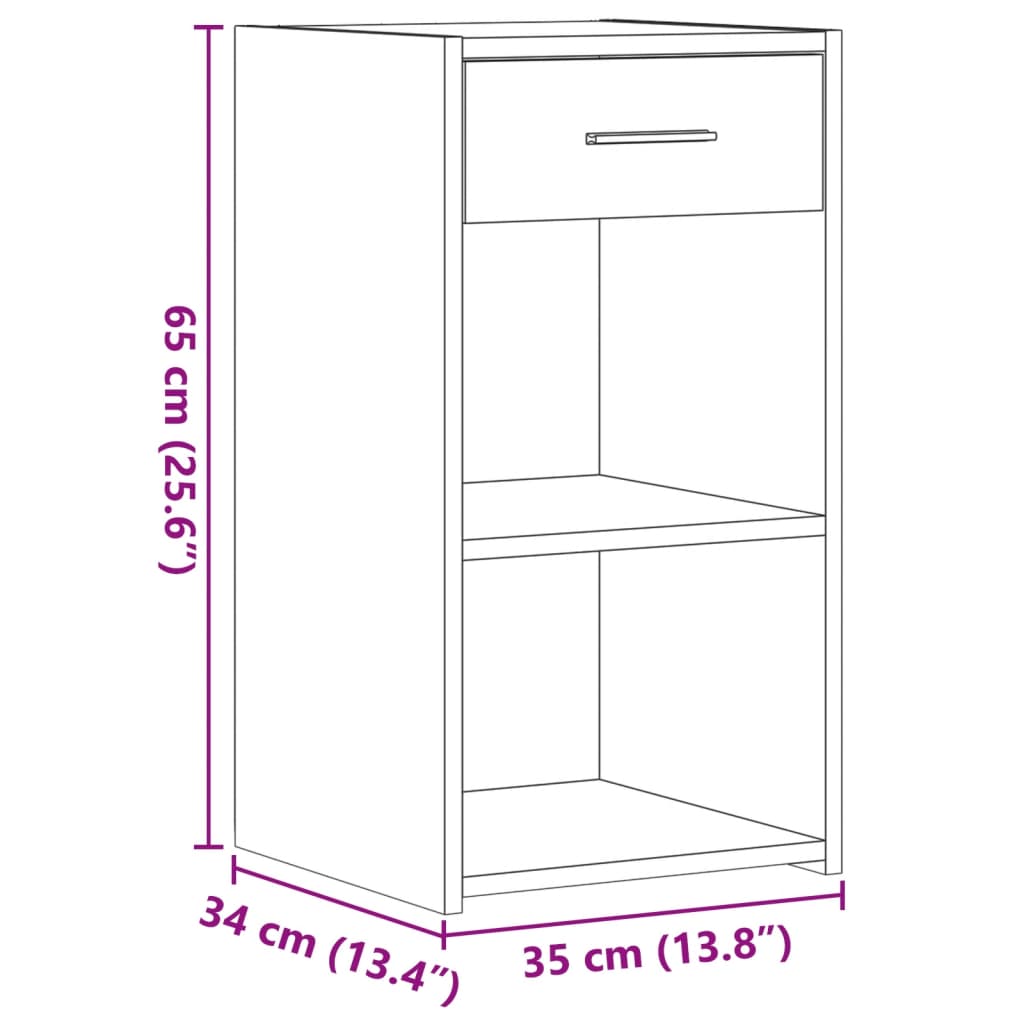 Nattbord 2 stk betonggrå 35x34x65 cm konstruert tre