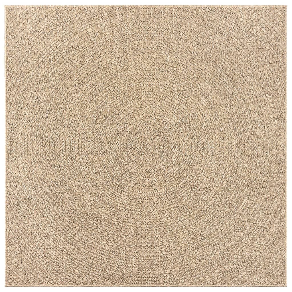Teppe ZIZUR 240x240 cm jute-utseende innendørs og utendørs