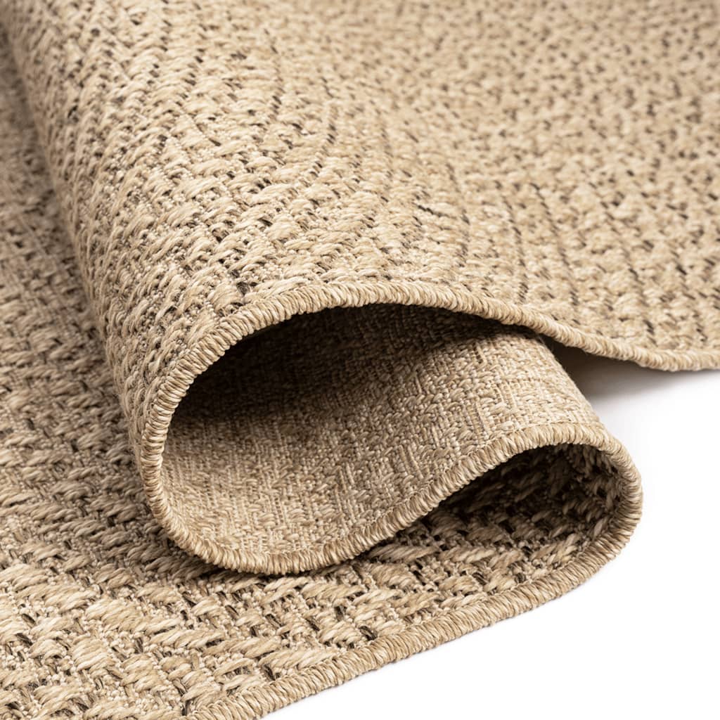 Teppe ZIZUR 240x240 cm jute-utseende innendørs og utendørs