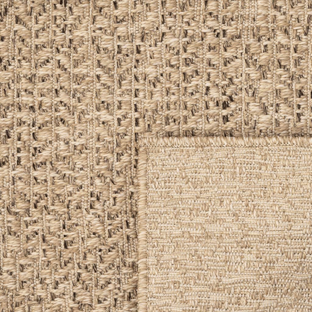 Teppe ZIZUR 240x240 cm jute-utseende innendørs og utendørs
