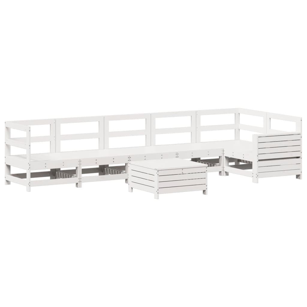 Hagesofasett 7 deler hvit heltre furu