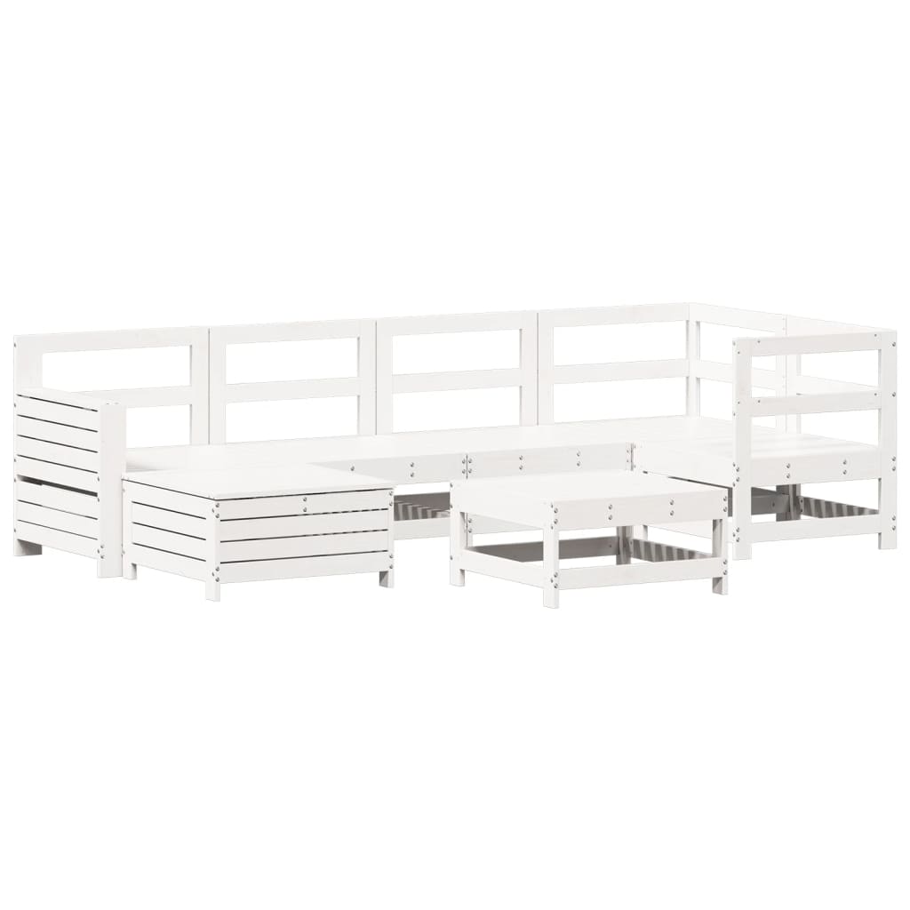 Hagesofasett 7 deler hvit heltre furu