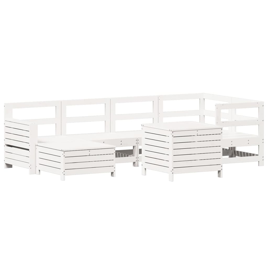 Hagesofasett 7 deler hvit heltre furu