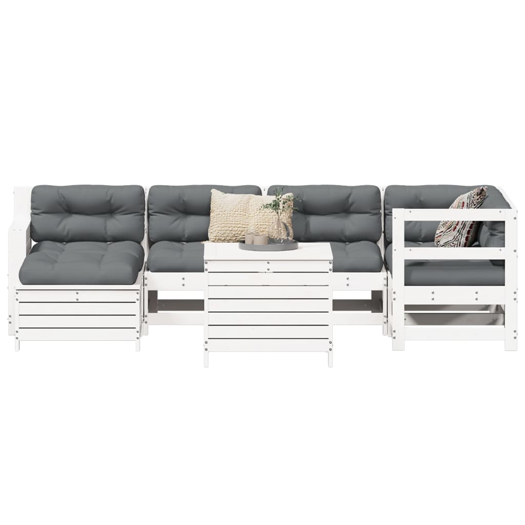 Hagesofasett 7 deler hvit heltre furu