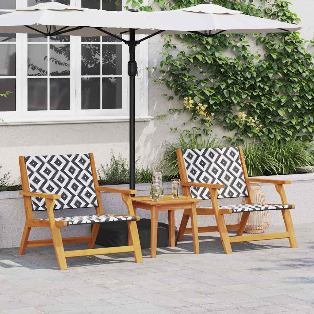 Hage Stoler med Bord 3 pcs Svart 45 x 45 x 40 cm