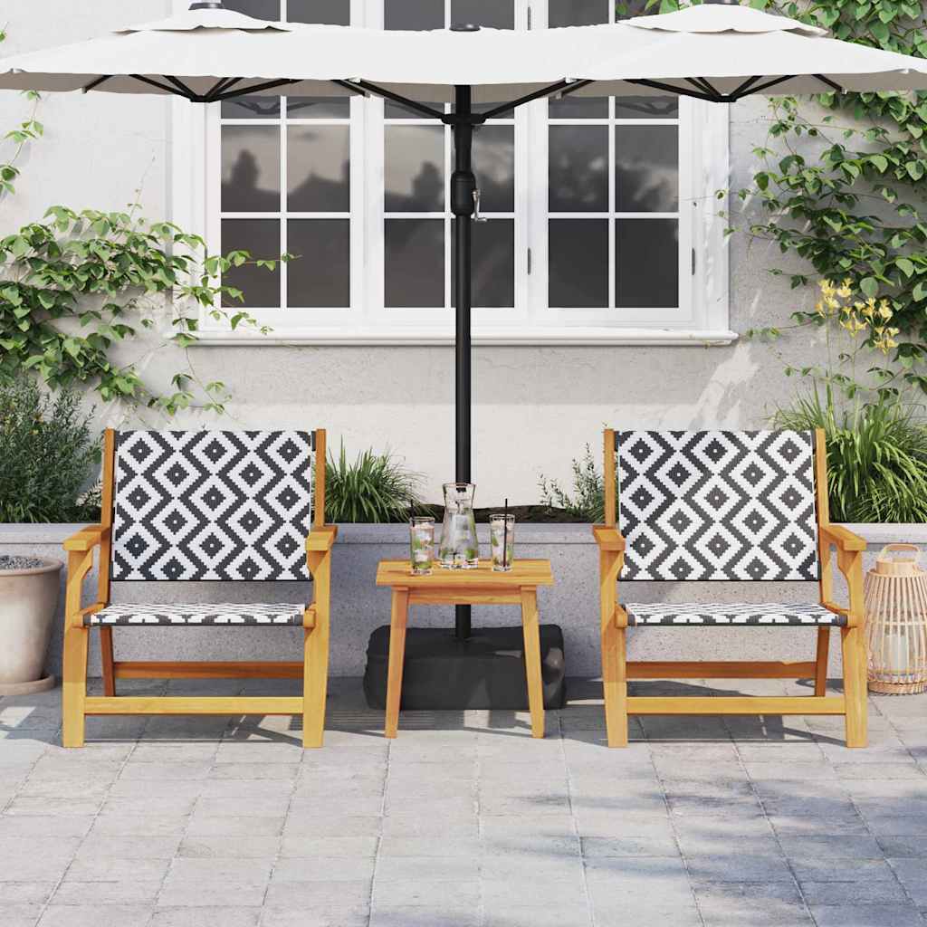 Hage Stoler med Bord 3 pcs Svart 45 x 45 x 40 cm