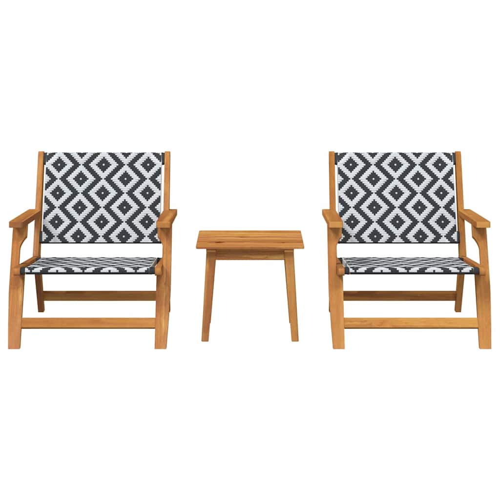 Hage Stoler med Bord 3 pcs Svart 45 x 45 x 40 cm