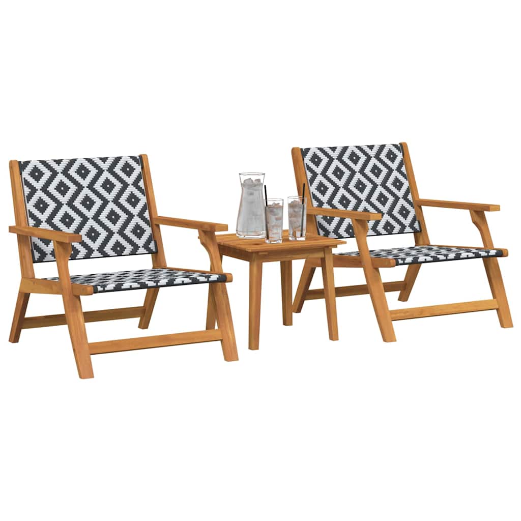 Hage Stoler med Bord 3 pcs Svart 45 x 45 x 40 cm