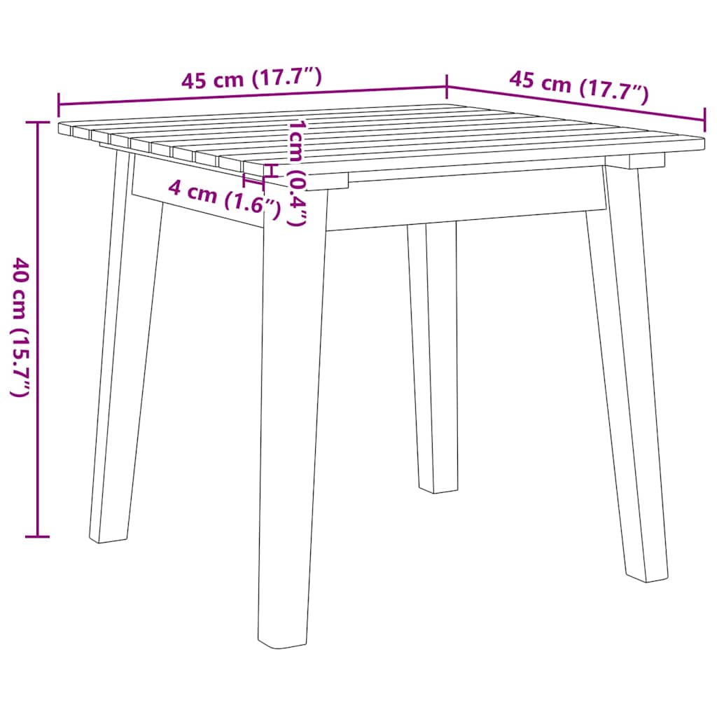 Hage Stoler med Bord 3 pcs Svart 45 x 45 x 40 cm