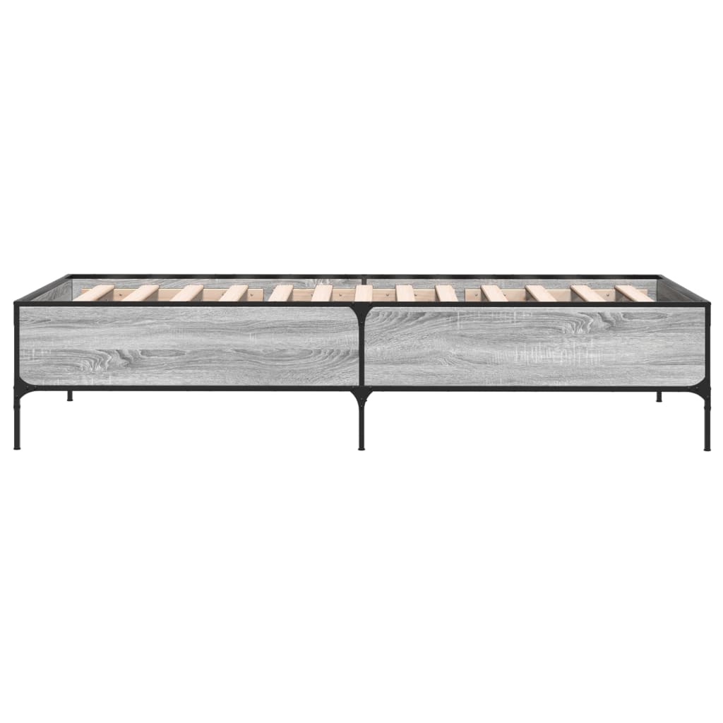 Sengeramme grå sonoma 100x200 cm konstruert tre og metall
