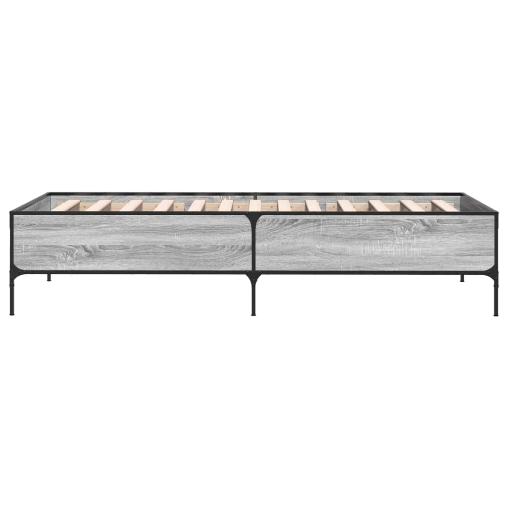 Sengeramme grå sonoma 90x200 cm konstruert tre og metall