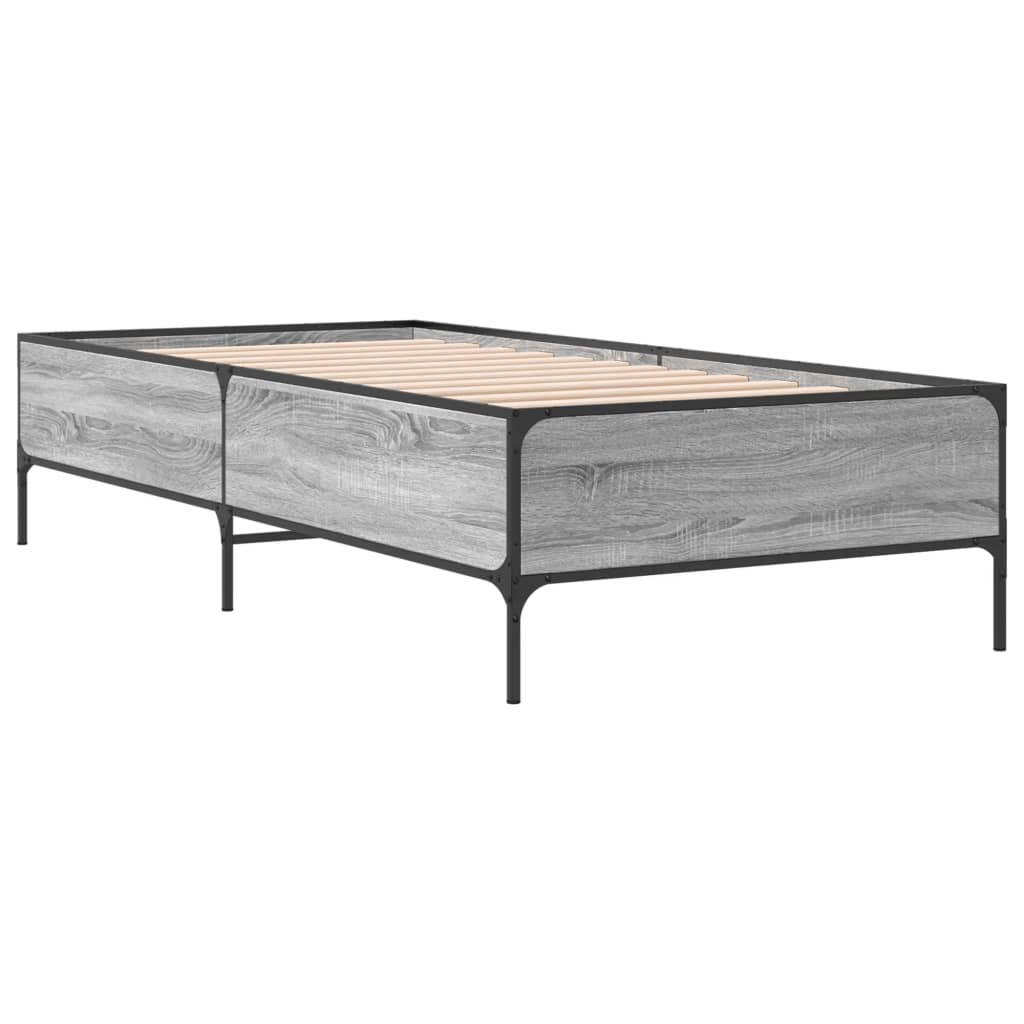 Sengeramme grå sonoma 90x190 cm konstruert tre og metall