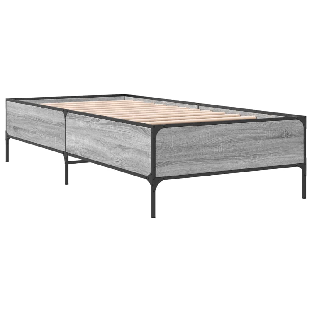 Sengeramme grå sonoma 90x190 cm konstruert tre og metall