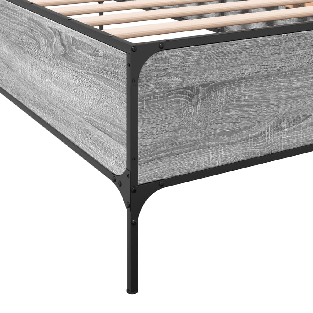 Sengeramme grå sonoma 90x190 cm konstruert tre og metall
