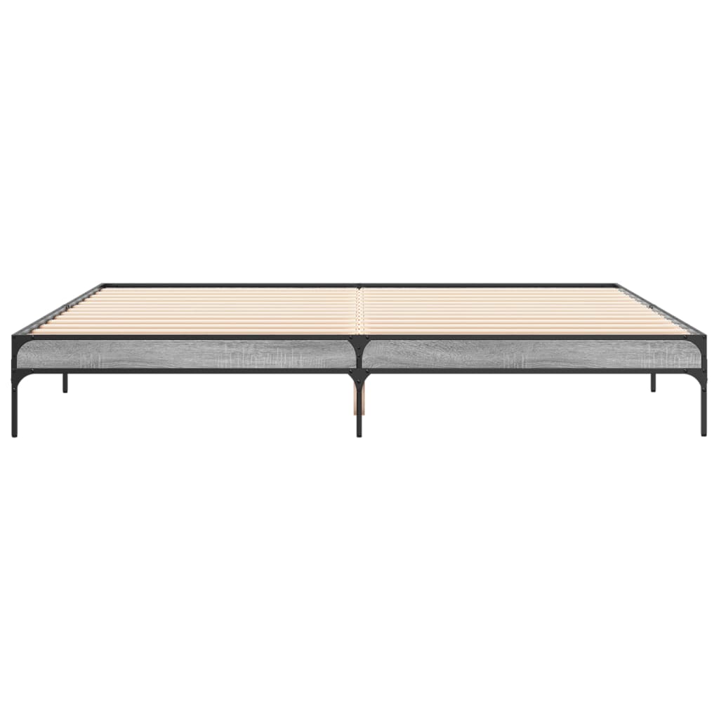 Sengeramme grå sonoma 200x200 cm konstruert tre og metall
