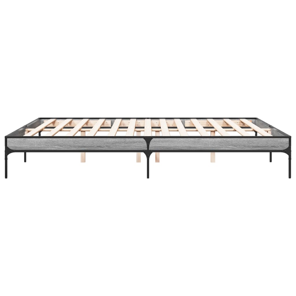 Sengeramme grå sonoma 200x200 cm konstruert tre og metall